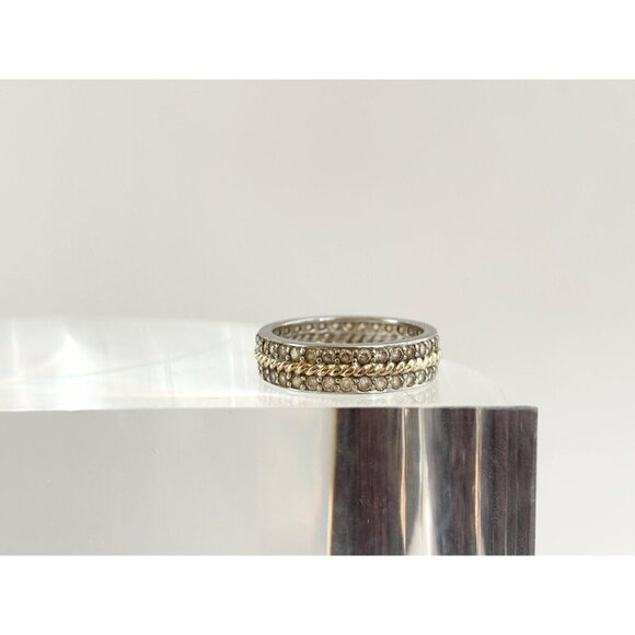 Wedding Band | Stackable Sterling Silver Vintage Double Row Ring - sz 8 - Picture 2 of 9